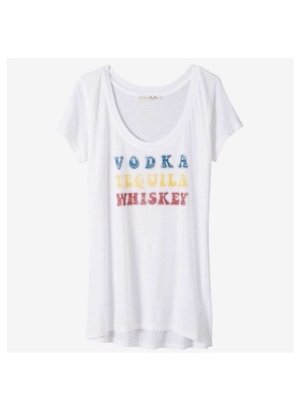 Express White Vodka Tequila Whiskey Graphic T-Shirt XS